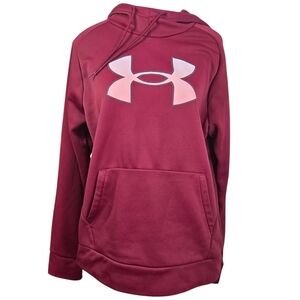 Under Armour Burgandy Hoodie Wirh Pink Logo Size Med